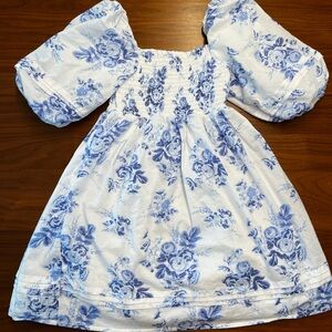 Janie and Jack Floral Smocked Bubble Sleeve Dress
